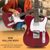 Glarry GTL Semi-Hollow Electric Guitar Wine - Red